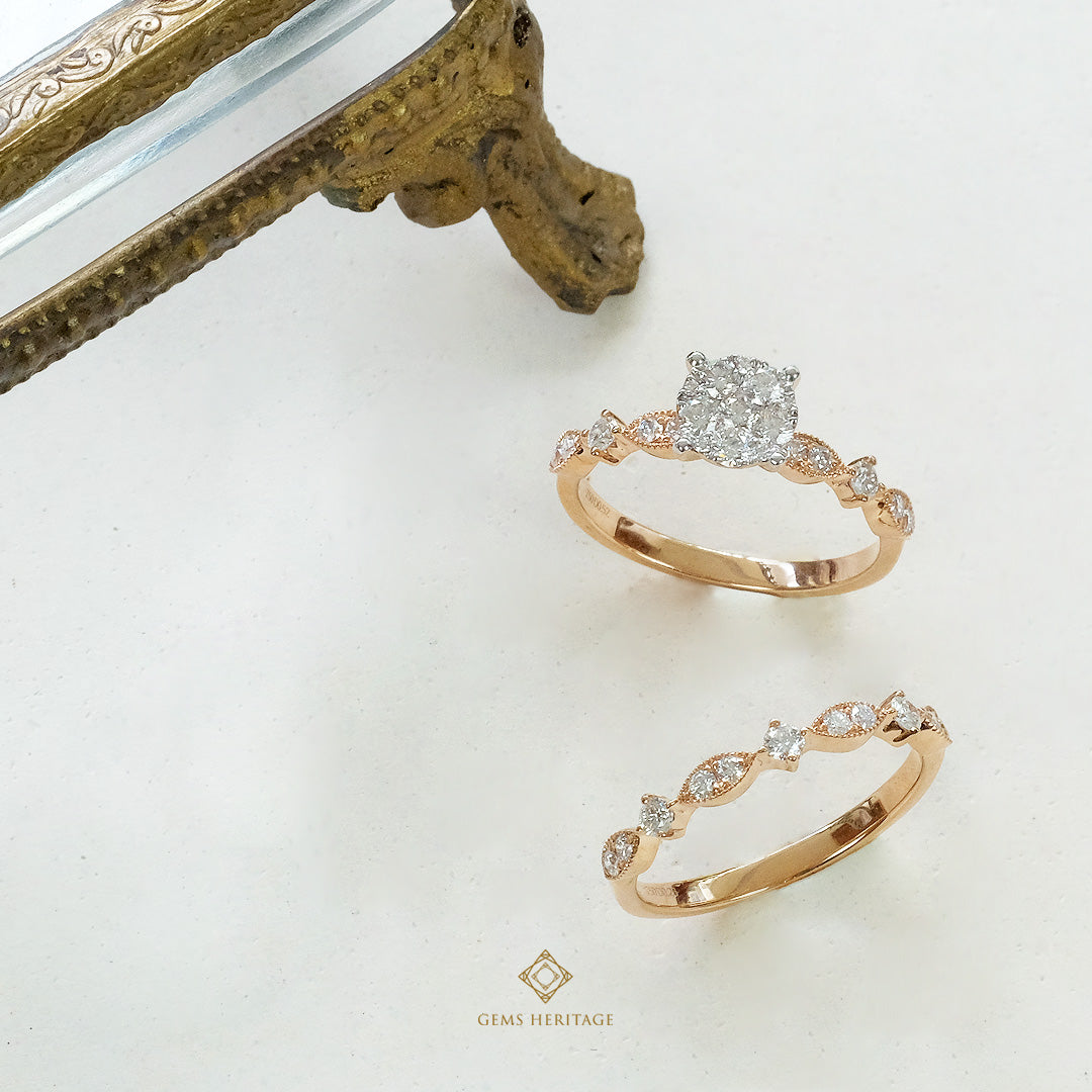 Illusion diamond with sweet marquise and round shaped diamond on the side (rpg427)
