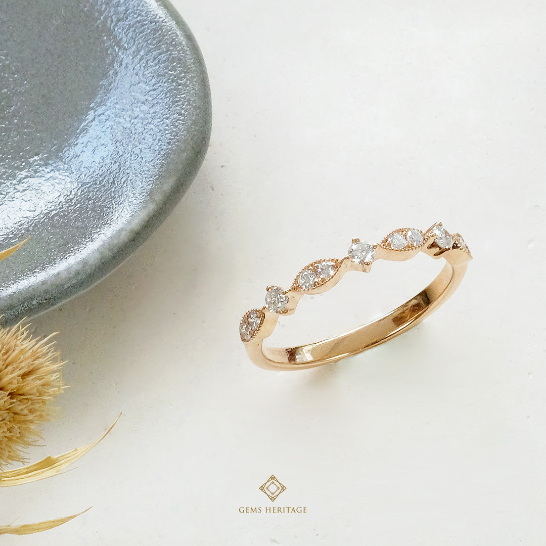 Marquise and round shaped diamond band ring (rpg430)