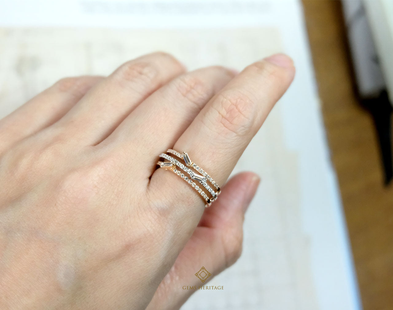 Three lines with baguette diamond ring (rwg244)