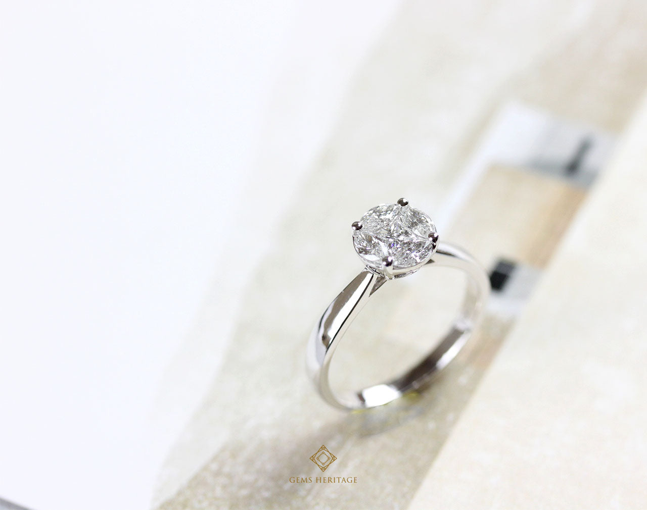 Illusion setting solitaire diamond ring (1.8 cts face)