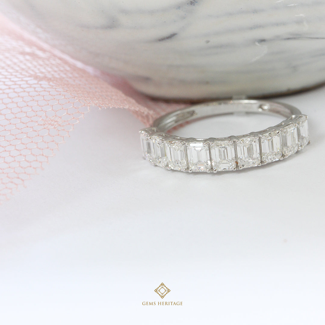 Emerald cut diamond band ring (rwg410)