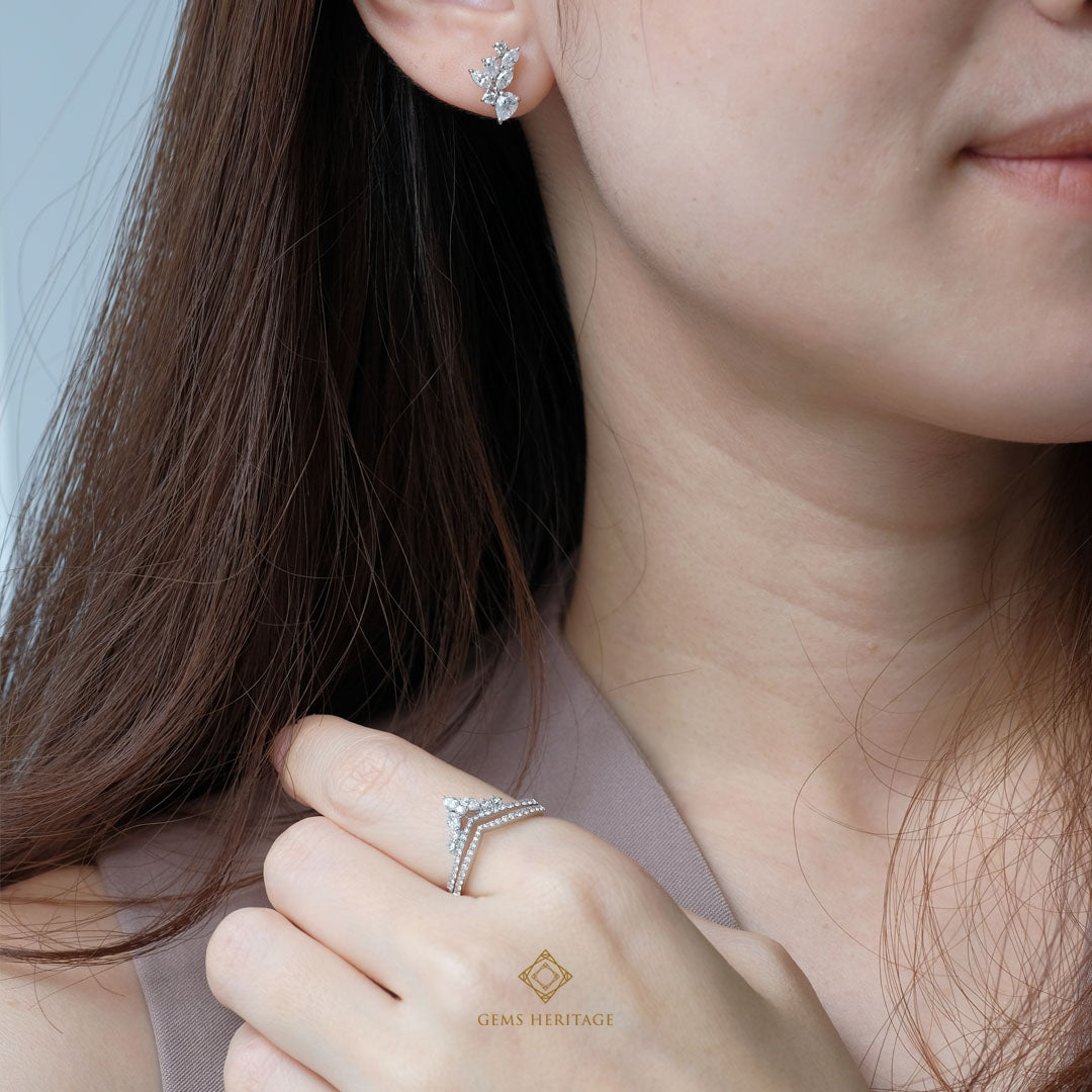 Mixed fancy shape diamond stud earrings (ERWG223)