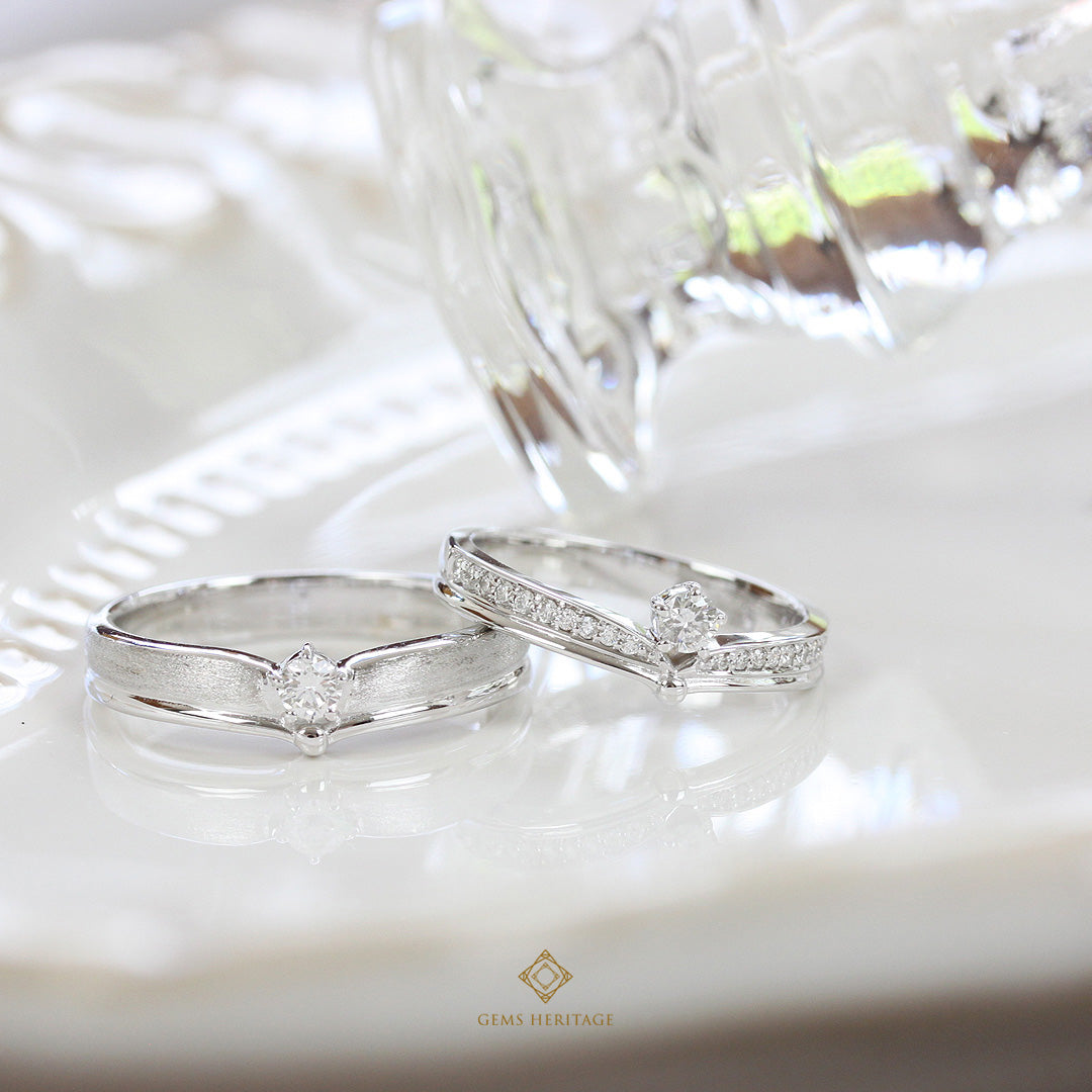 Couple Diamond crown wedding ring (rwg479)
