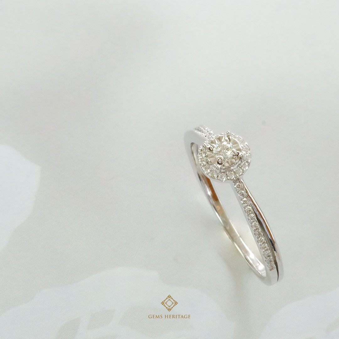 Cross halo diamond ring (rwg519)