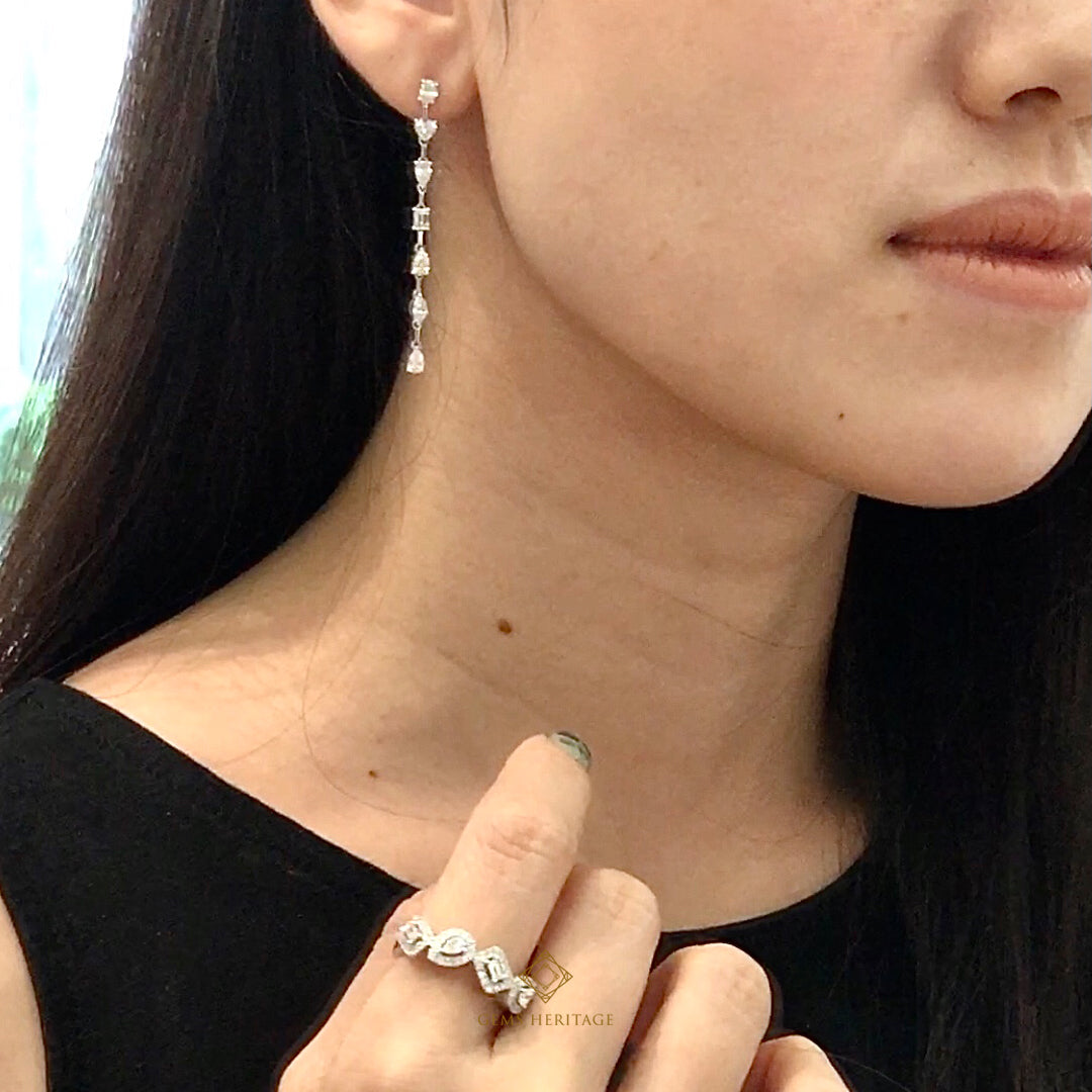 Fancy shape long earrings (erwg173)