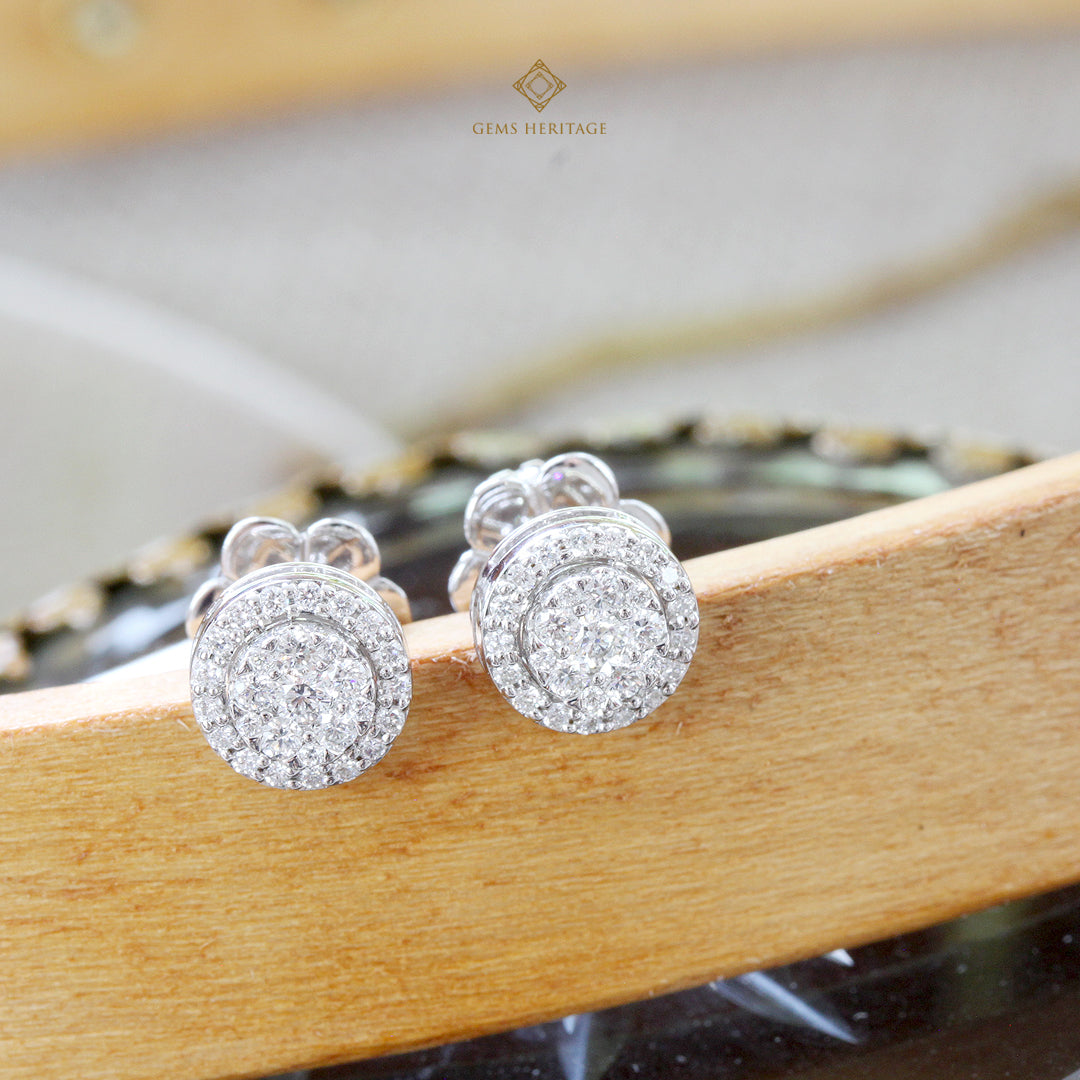Round illusion diamond earrings