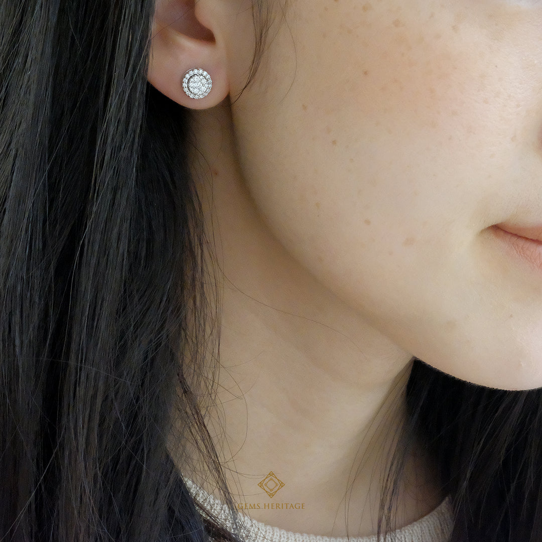 Round illusion diamond earrings