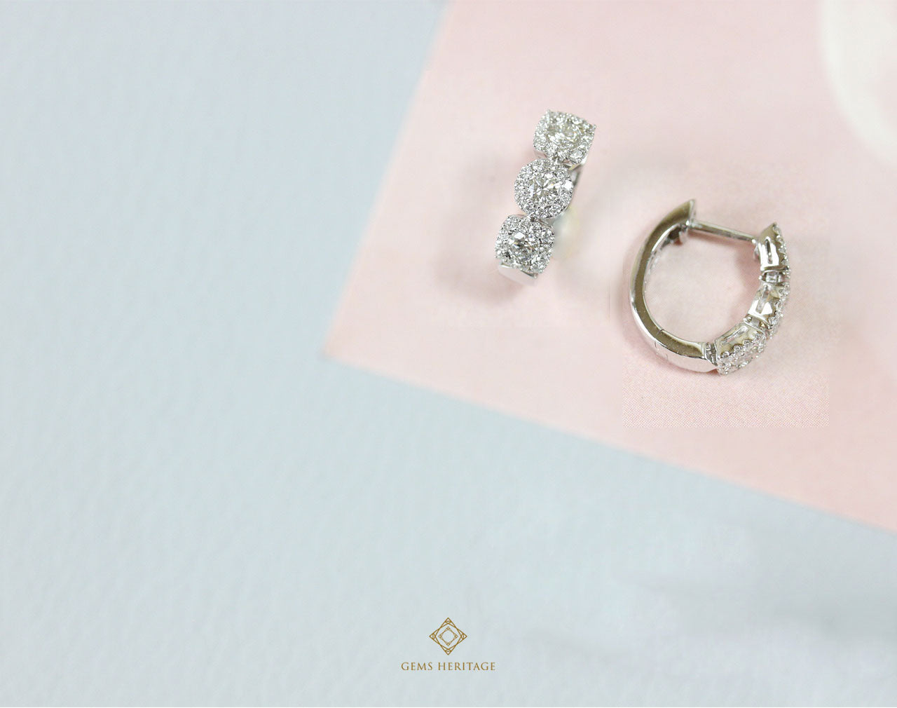 Square and Round diamond earrings