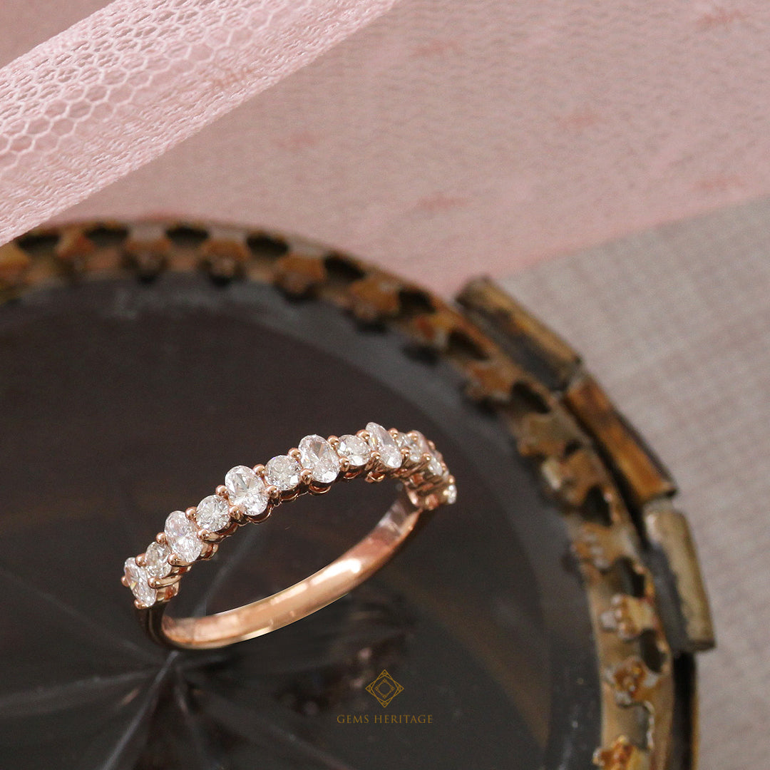 Oval and round diamond ring
