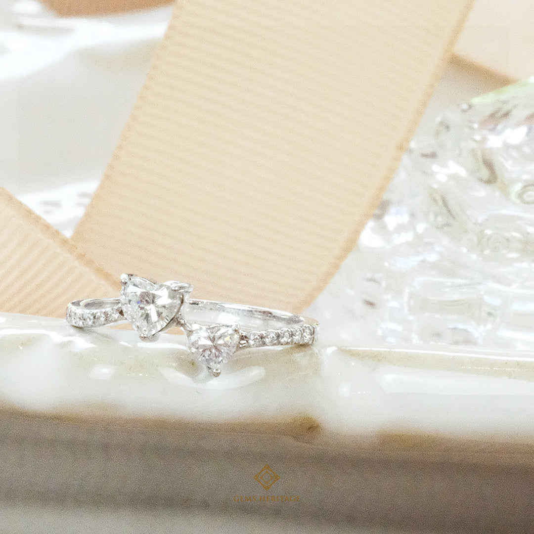 Couple heart diamond ring (Rwg464)